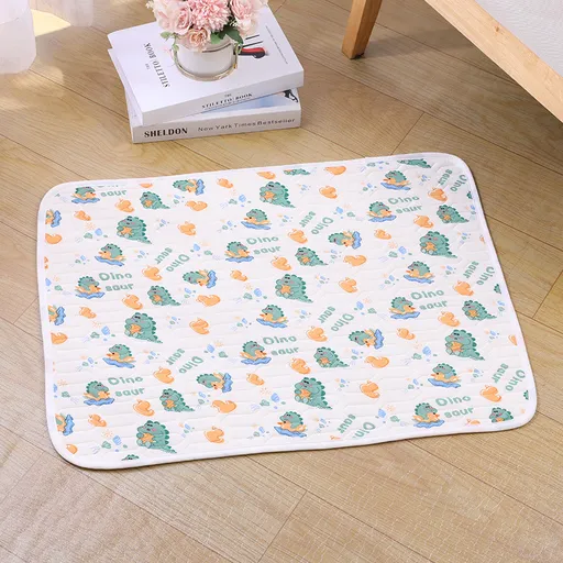 2-Pack Green Dinosaur Pet Summer Cooling Latex Pad (M Size: 50*40cm) - Breathable Ice Silk & Latex-Filled Dog Bed Cat Sleeping Mat with Non-Slip Base