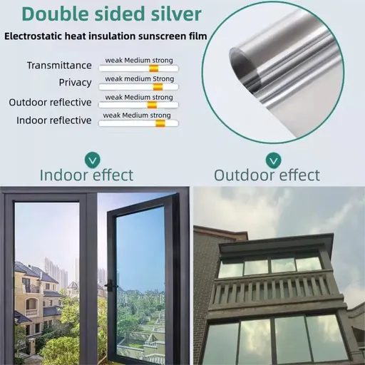 Premium 6-Layer Sliver Window Film for Home/Office – Reflective One-Way Privacy, 50cm x 2m One Roll, UPF 50+ UV Block,With Full Install Tools