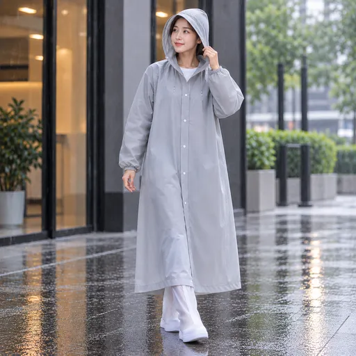 Reusable Raincoat 150 g and Size S Waterproof Shoe Cover Set - Grey Hooded Rain Coat with High Top Anti-Slip Overshoes, Lightweight Wet Weather Gear for Travel and Commute