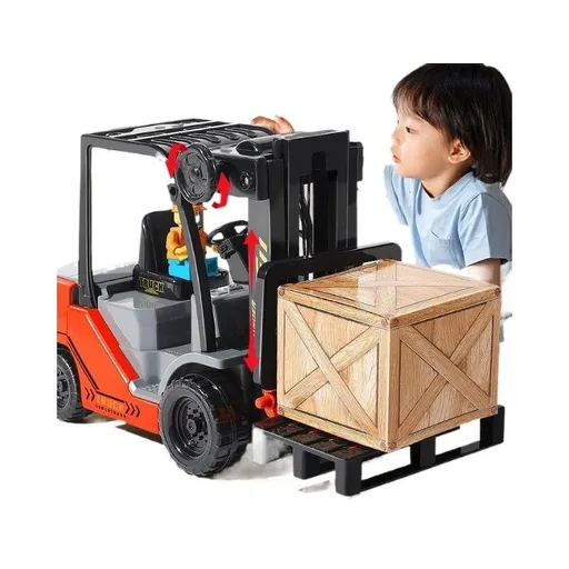 Imports Toy Forklift Truck - Friction Powered Wheels & Manual Lifting Control - Warehouse Lifting Vehicle for Kids Play