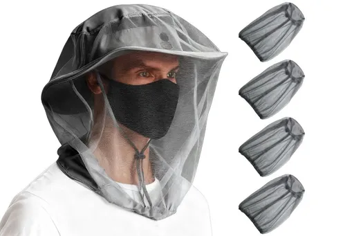 5 Piece Mosquito Head Net Lightweight Breathable Polyester Light Gray