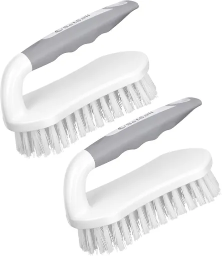 2 Pack Heavy-Duty Scrub Brushes with Stiff Bristles, Ergonomic Non-Slip Cleaning Brushes for Showers, Bathrooms, Kitchens and Carpets