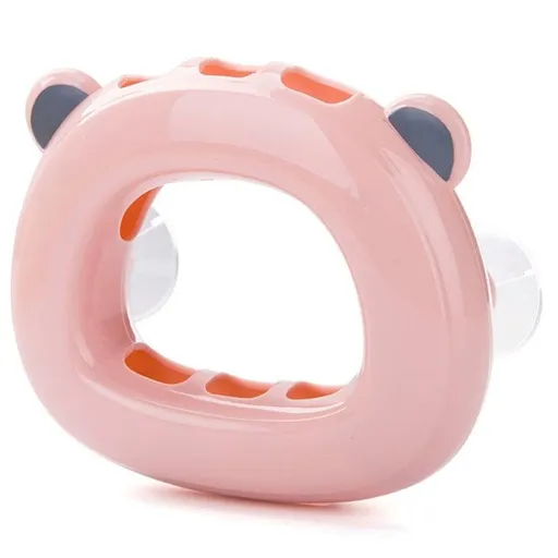 Bear-Shaped Suction Cup Toothbrush Holder, Wall-Mounted Bathroom Storage Rack—Pink