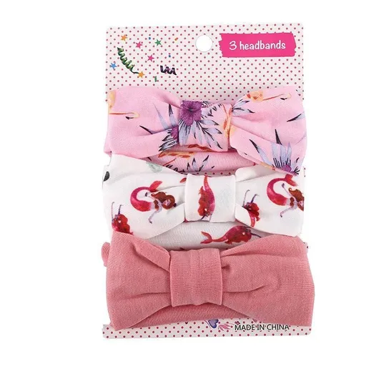 3PCS Soft Headband Wrap Set with Top Knot Single Bow Turban Style Hairbands - #2