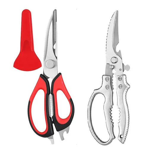2-Pack Kitchen Scissors Set, Heavy-Duty Chicken Bone Shears & Detachable Kitchen Shears, 3Cr13 Stainless Steel & Magnetic Sheath - Red