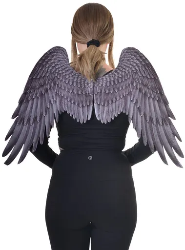 Feather Print Black and Grey Angel Costume Wings