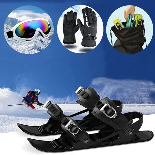 Mini Short Ski Skates for Snow，Mini Short Ski Skates for Snow Pro Version，Adjustable Short Mini Ski Skates，Short Snowskates
