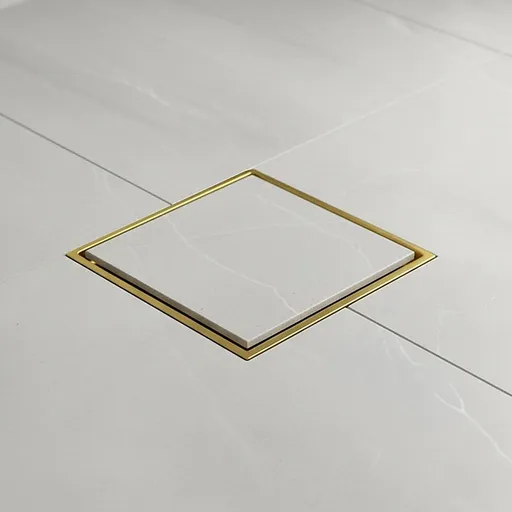 Tile Shower Drain – 15x15cm Gold Tile Insert