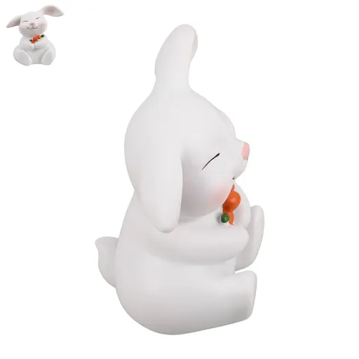 White Resin Rabbit Figurine Cute Easter Home Decor for Garden and Tabletop