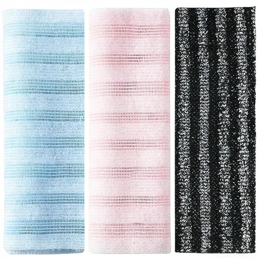 3PCS Exfoliating Shower Towel, 39" Japanese Washcloth with Soft Textured Exfoliating and Back Scrubber Design, Rich Foaming Body Washcloth for Skin Cleaning