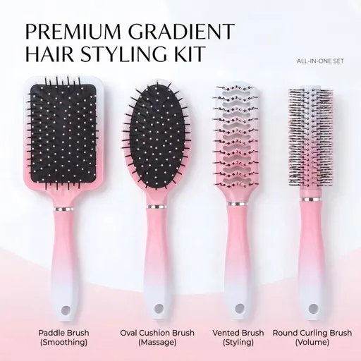 Cushion Hair Brush for Massage – 4-Piece Set