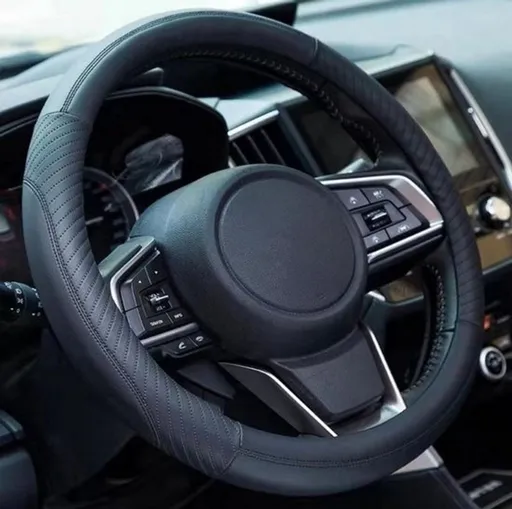Car Steering Wheel Cover, Universal Microfiber Steering Wheel Wrap, Soft Non-Slip Breathable Grip for Daily Driving, Size M, 37-38 cm, Black