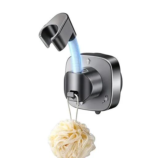 360 Degree Rotation Shower Head Holder with Suction Cup for Bathroom Bathtub Rental Hotel Black