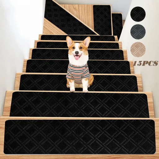 Stair Treads for Wooden Steps, Soft Stair Treads, 8 x 30 Inch Reusable Carpet Stair Treads, Washable Stair Runners for Wooden Steps Non Slip Stair Rugs Multicolor