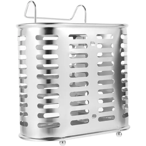 Stainless Steel Utensil Holder for Silverware and Forks, Countertop Kitchen Storage, Sleek Silver Finish, Lightweight Build, No Rough Edges, Organizer for Daily Use