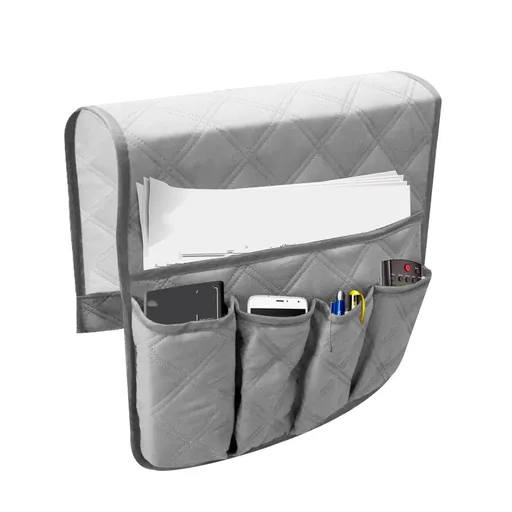 Sofa Armrest Organizer Non-Slip Remote Control Holders for Recliner Couch Chair Armchair Caddy with 5 Pockets for Table,Cell Phone,Magazines,Books (grey)