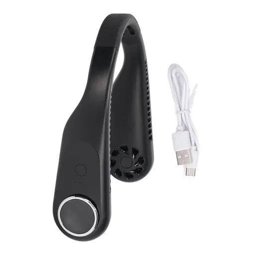 Hanging Neck Fan 3 Modes USB Charging 3600mAh Battery Adjustable Angle Mute Design Face Fan for Home Office Travel Black