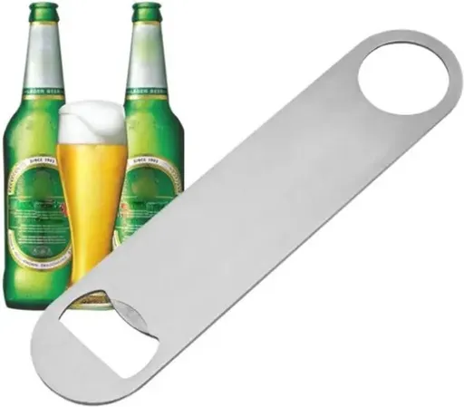 Brushed Stainless Steel Bottle Opener | Beer Opener | Compact | Barblade | With Hanging Loop | 13 x 3 cm