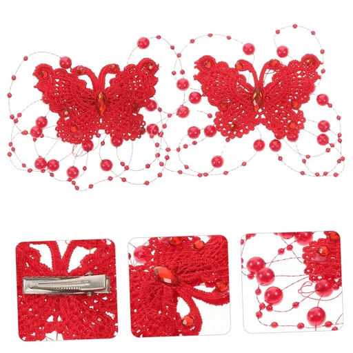 2pcs Lace Butterfly Hair Clip Lace Clips Lace Hair Clips for Women Butterflies Clips Hair Accessories for Women Wedding Lace