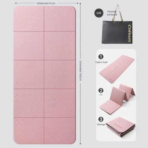 Pink Foldable Yoga Mat - Portable Thick Non-Slip Fitness Exercise Mat for Home Gym and Travel