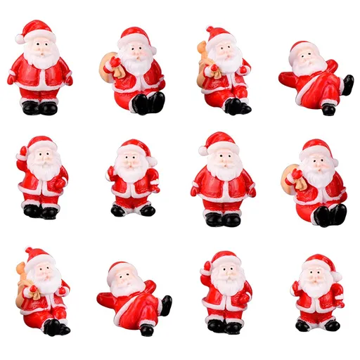 Christmas Miniature Figurines Santa Claus 3cm Resin 12 Piece