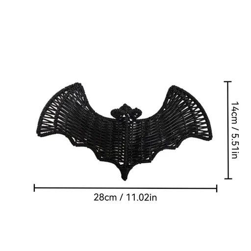 Black Bat Wall Decor Halloween Woven Style Hanging Ornament Indoor Outdoor Holiday Party Decoration for Door Wall Mantel Window 11 inch