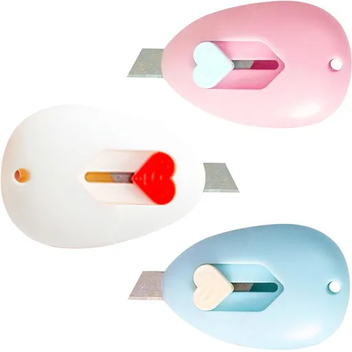 3 PCS Mini Retractable Utility Knife Box Cutter Letter Opener Retractable Letter Opener for Envelope, Package, Paper Cut（3 Color）