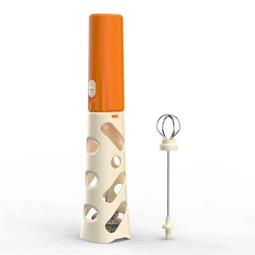 Rechargeable Mini Electric Milk Frother, Portable Handheld Coffee Foam Maker & Egg Beater—Orange