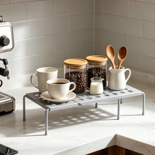 Expandable Kitchen Storage Shelf Adjustable Cabinet Organizer Rack for Countertop Pantry Closet Space Saving