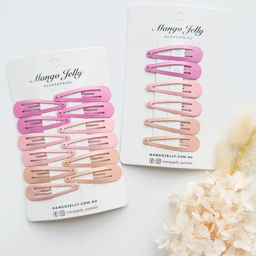 Essential Snap Hair clips - Pink - 12 Pieces