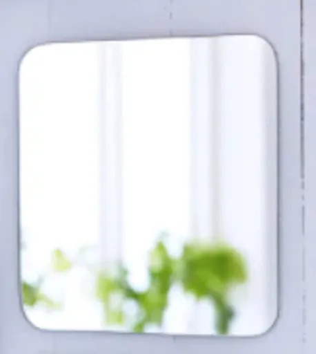 Glass Square Bathroom Wall Hanging Mirror with Two Side Tapes (Multicolour, 20x20 cm, 7 7/8x7 7/8 Inch), Unframed