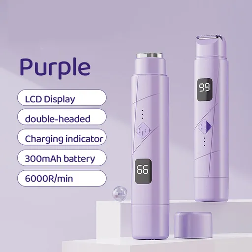 Purple Portable Wireless Electric Hair Remover – Dual-Head Rechargeable Mini Shaver for Women’s Sensitive Areas