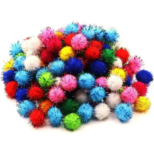 Glitter Tinsel Pom Poms Sparkle Balls for DIY Craft/Party Decoration/Cat (1CM 300PCS)