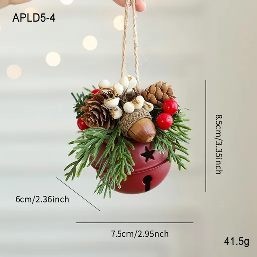 Vintage Metal Christmas Bell Floral Christmas Decorations Red And Gold - Multi-color - Size APLD5-4