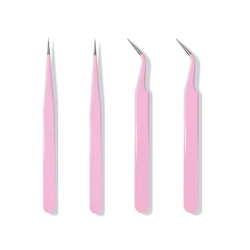 4PCS Precision Tweezers Set, Diamond Painting Tools, Anti-Static Stainless Steel Curved & Point Tip Tweezers, for Nail Art,DIY