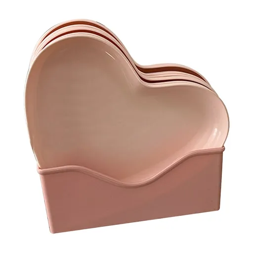 Serving Platter Heart Shape Dinner Plate Plastic Easy to Clean Versatile Kitchen Dinnerware for Party Gathering Wedding 5 Platters with Holder