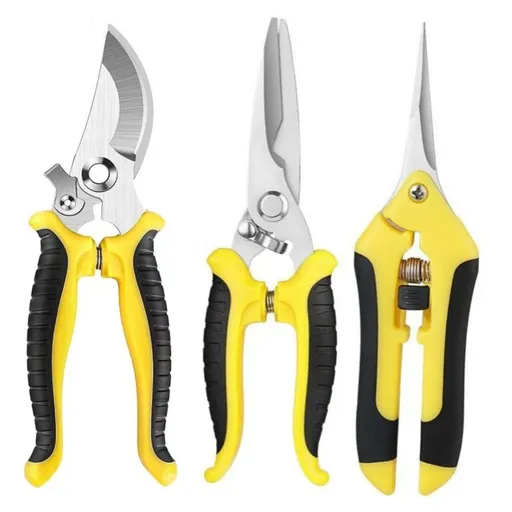 Stainless Steel Garden Pruning Shears 3-Piece Set – Multi-Use & Effortless, Ideal for Home Garden, Flower & Fruit Branch Trimming.(yellow)
