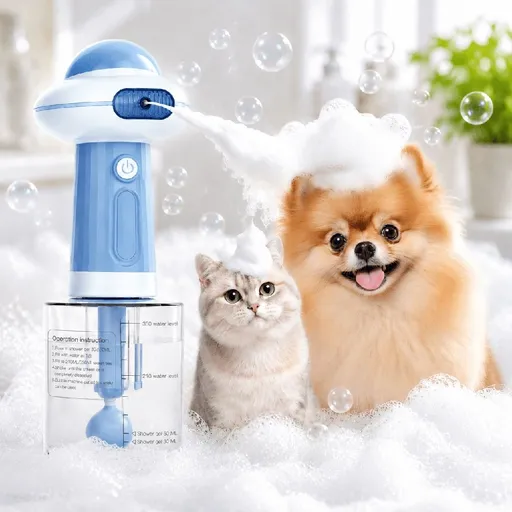 Dog Bath Sprayer, Pet Shower Attachment, Foam Dispenser, IPX7 Waterproof, Electric, Saves Shampoo(Blue)