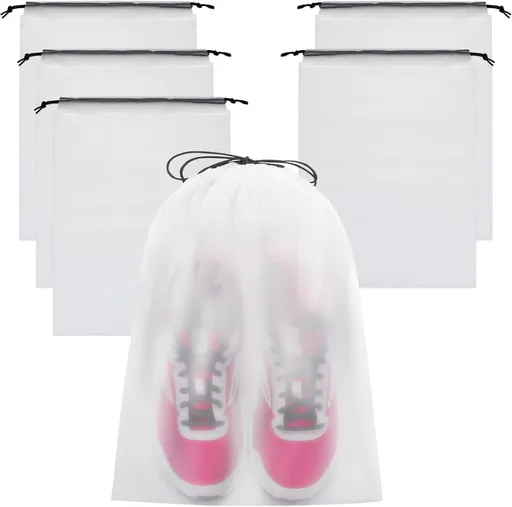 Shoe Bags for Travel - 6 Pcs Transparent Drawstring Backpack Travel Shoe Bag Clear Drawstring Bag Large Shoe Organizer with Rope Travel Essentials for Men Women