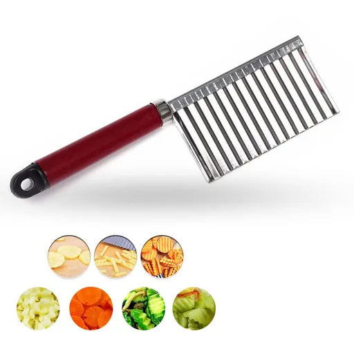 2pc Cutter Knife Stainless Steel Cutting Tool for Potato Carrot Chip Vegetable French Fry, Wavy Chopper Wave Slicer Steel Blade