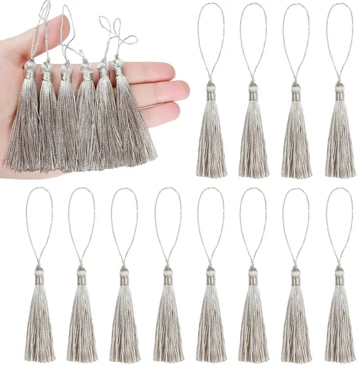 46pcs 5inch Silky Floss Carft Tassel Keychain Tassel with 2.5inch Cord Loop Earring Jewelry Making,Souvenir,DIY Accessory