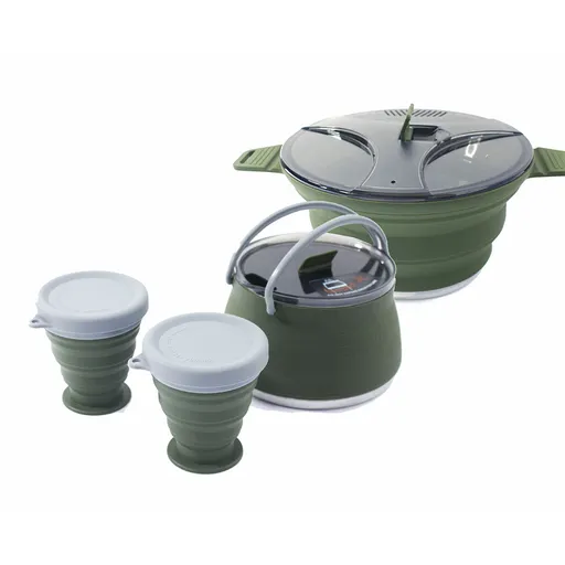 Outdoor Camping Foldable Pot, Silicone Hiking Cook Pot, Portable Picnic Cookware Set, Stainless Steel Camping Cookware
