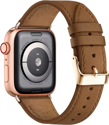 Compatible with Apple Watch Leather Strap Replacement Band Apple Watch Series 9 8 7 6 5 4 3 2 1 SE Ultra 38mm 40mm 41mm Brown