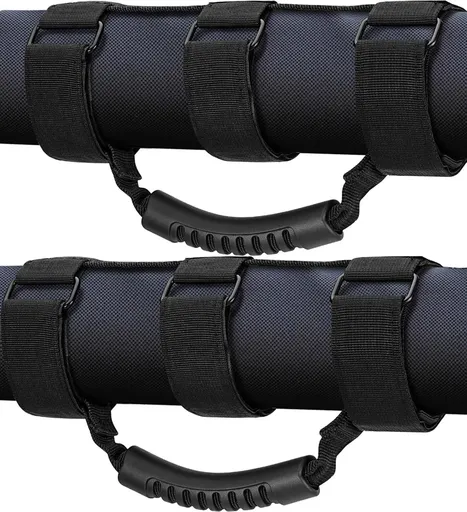 2-Pack Heavy Duty Roll Bar Grab Handles for Jeep Wrangler & Off-Road Vehicles, Easy Install Non-Destructive Safety Grip for Entry Exit (Black)
