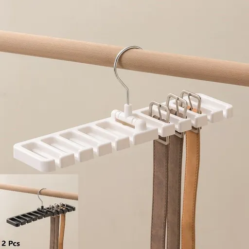 Combined Colour Belt & Tie Storage Rack,10‑Hole Hanging Organiser for Scarf Belt Collection,Beige & Black 2‑Pack,Handy Wardrobe Sorting Accessory,Christmas Halloween Holiday Home Present
