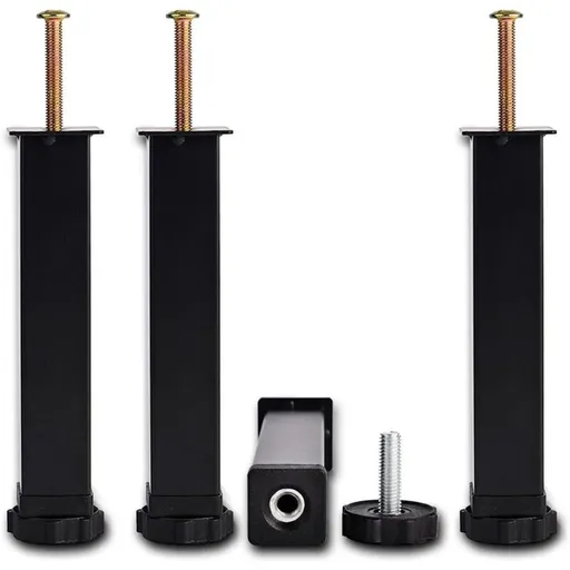 4 Pcs Screw In Metal Bed Legs Adjustable Black, 20 cm