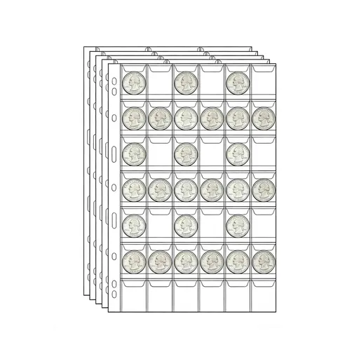 10 Sheets Coin Sleeves, 42 Pockets Coin Holders for Collectors Plastic Coin Collection Supplies 9 Hole Binder Pages for Penny, Nickel, Dime, Quarter