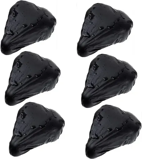 6 Pack Waterproof PVC Bike Seat Covers with Elastic Edges for Mountain, Road and Children's Bicycles, Black