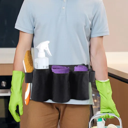 Tool Pouch Waist Belt Bag House Cleaning Tool Belt Multipurpose Tool Belt Carrying construction Tool Belt Black