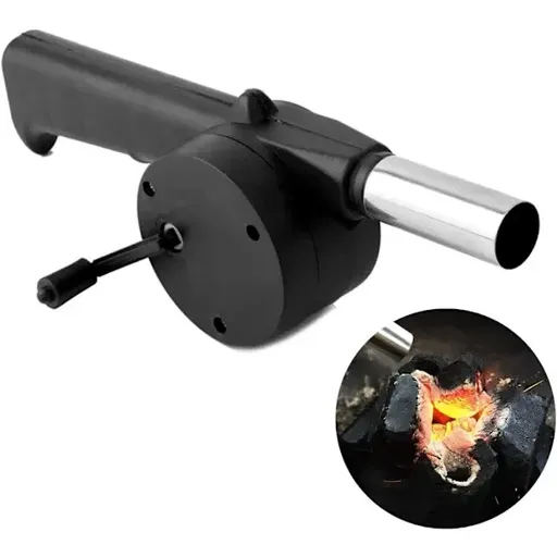 BBQ Grill Fan Hand Crank Charcoal Fire Blower Plastic Body Metal Air Outlet for Outdoor Grilling Camping Fireplace